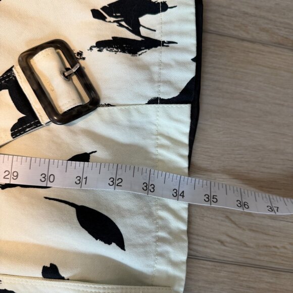 Black Rivet Abstract Floral Print Belted Trench Coat β Size L - Picture 8 of 9